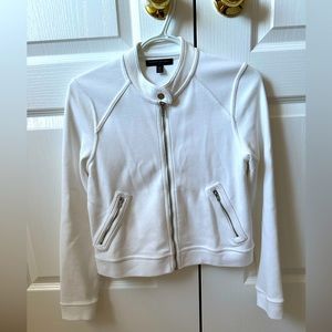 Banana Republic White biker sweater jacket xs
